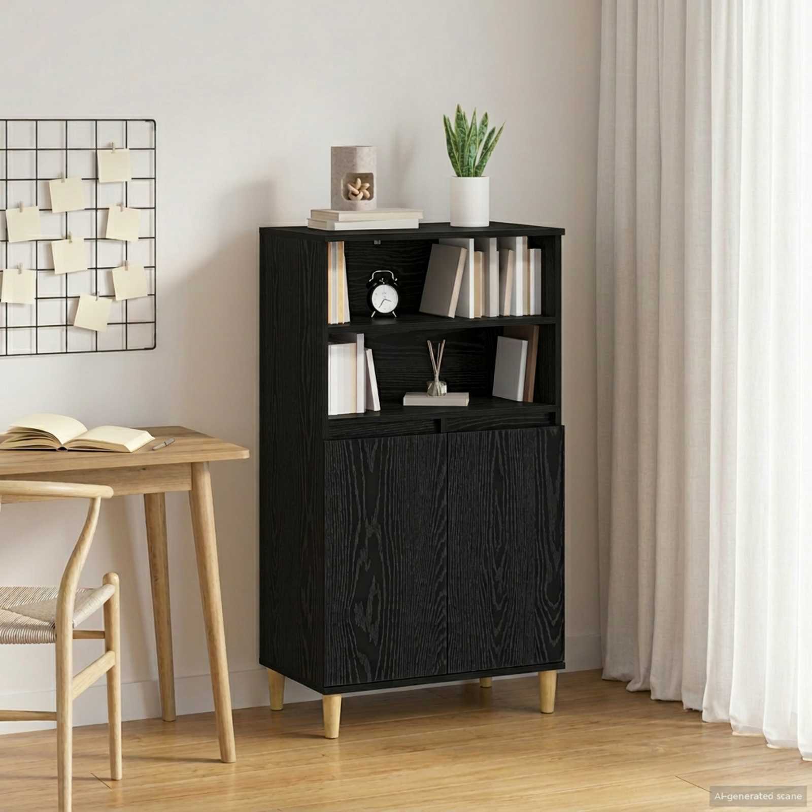 8014920_1.jpg vidaXL Highboard Čierny dub 60 x 36 x 110 cm Kompozitné drevo – Obrázok 1