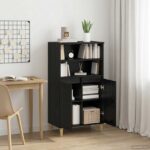 vidaXL Highboard Čierny dub 60 x 36 x 110 cm Kompozitné drevo – Obrázok 4