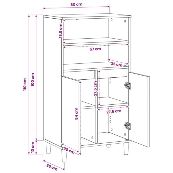 vidaXL Highboard Čierny dub 60 x 36 x 110 cm Kompozitné drevo – Obrázok 8
