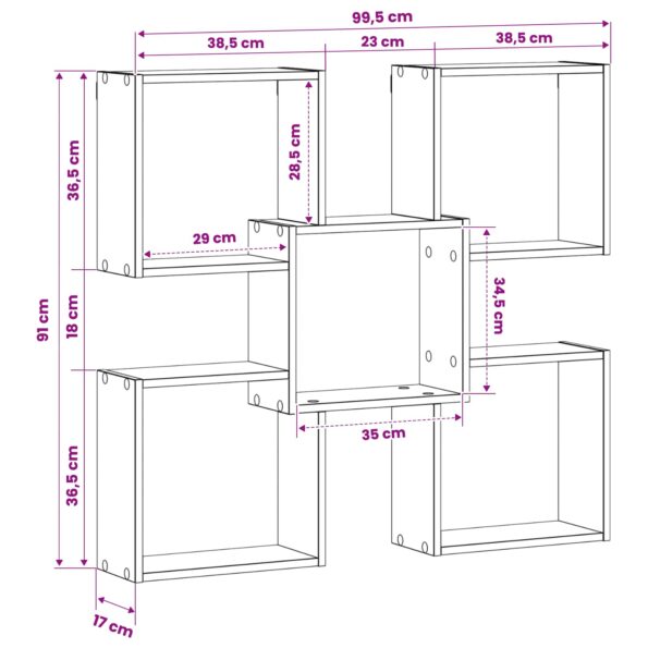 vidaXL Stenná polica Betónovo sivá 99,5 x 17 x 91 cm Kompozitné drevo – Obrázok 5