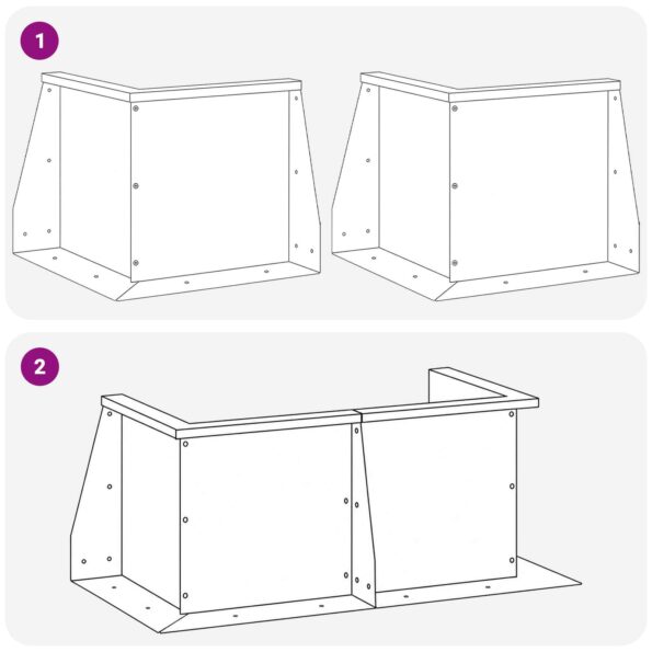 vidaXL Oporný múr 2 ks 50 x 50 x 30 cm Oceľ Biela – Obrázok 7