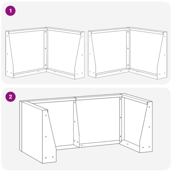 vidaXL Oporný múr 2 ks 50 x 50 x 40 cm Oceľ Biela – Obrázok 7