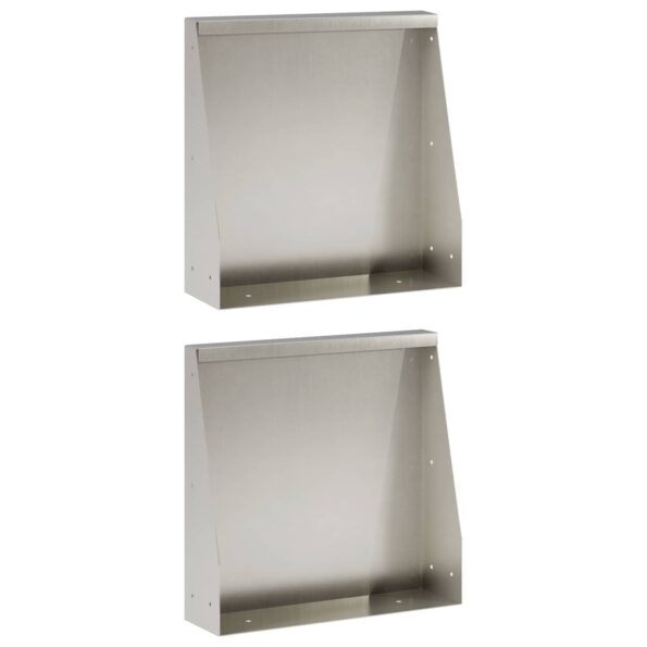 vidaXL Oporný múr 2 ks 40 x 12 x 30 cm Nehrdzavejúca oceľ Strieborná – Obrázok 2
