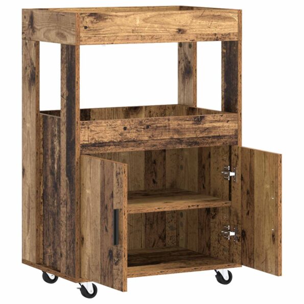 vidaXL Barový vozík Staré drevo 60 x 39.5 x 89 cm Kompozitné drevo – Obrázok 3