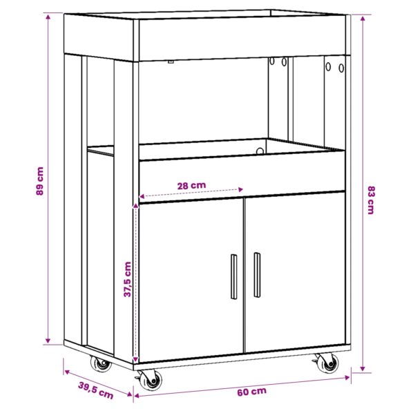 vidaXL Barový vozík Staré drevo 60 x 39.5 x 89 cm Kompozitné drevo – Obrázok 8