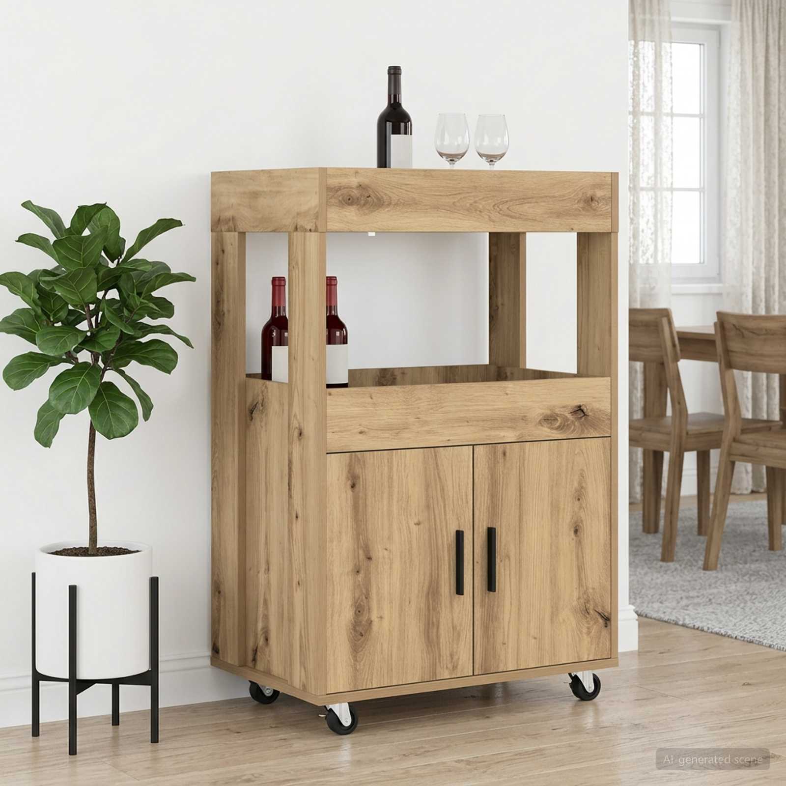 8015685_1.jpg vidaXL Barový vozík Dub artisan 60 x 39.5 x 89 cm Kompozitné drevo – Obrázok 1