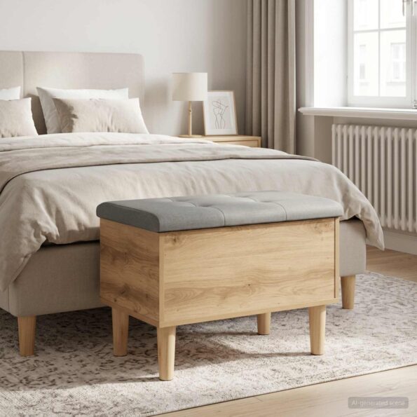 vidaXL Úložná lavička s vankúšom Dub artisan 62 x 42 x 46 cm – Obrázok 6