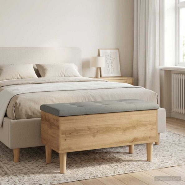 vidaXL Úložná lavička s vankúšom Dub artisan 82 x 42 x 46 cm – Obrázok 6