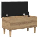 vidaXL Úložná lavička s vankúšom Dub artisan 82 x 42 x 46 cm – Obrázok 2
