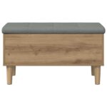 vidaXL Úložná lavička s vankúšom Dub artisan 82 x 42 x 46 cm – Obrázok 3