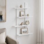 vidaXL Stenná polica Biela 61 x 13,5 x 105 cm Kompozitné drevo – Obrázok 7