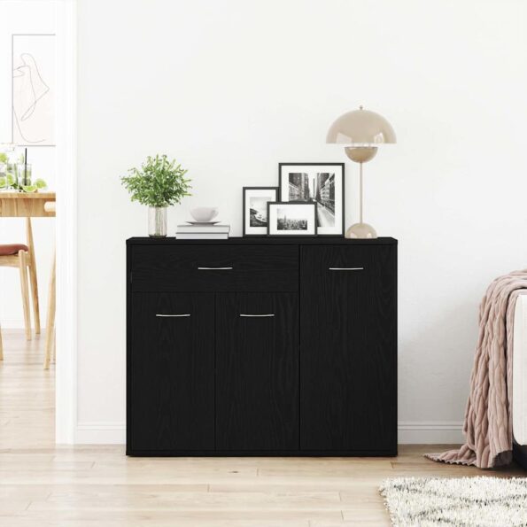 vidaXL Komoda, čierny dub, 88x30x70 cm, imitácia dreva – Obrázok 3