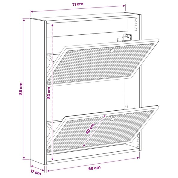 vidaXL Nástenný botník ALKMAAR 71 x 17 x 86 cm Kompozitné drevo – Obrázok 9