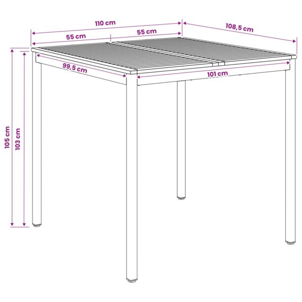 vidaXL Záhradný barový stôl Prírodná a biela 110 x 108,5 x 105 cm – Obrázok 8