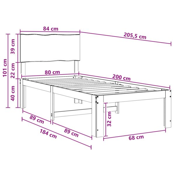 vidaXL Jednolôžkový rám postele s čelom ROSTOCK Biela 80 x 200 cm – Obrázok 10