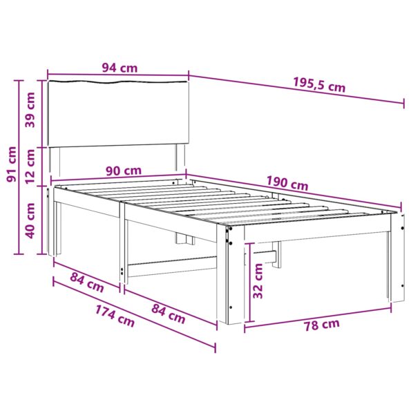vidaXL Jednolôžkový rám postele s čelom ROSTOCK Tmavohnedá 90 x 190 cm – Obrázok 10