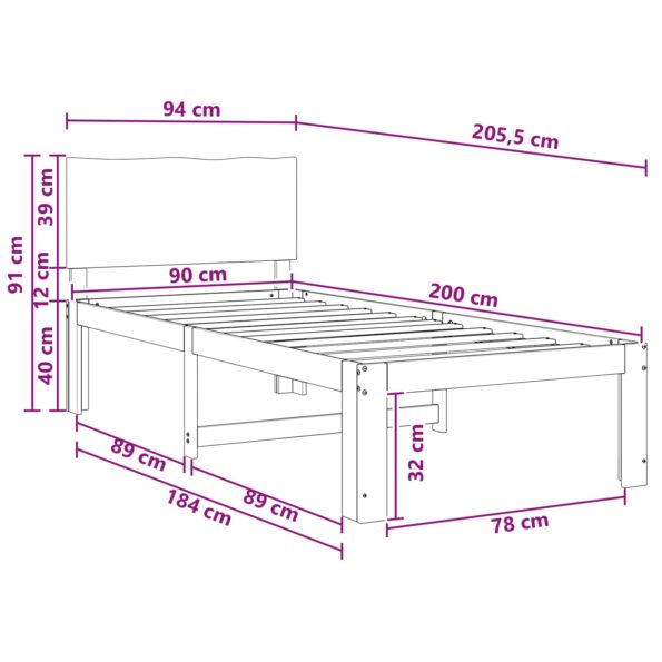 vidaXL Jednolôžkový rám postele s čelom ROSTOCK Biela 90 x 200 cm – Obrázok 10