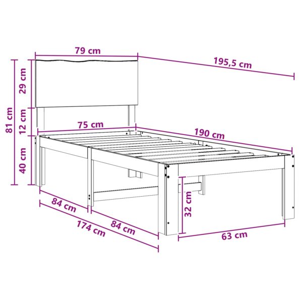 vidaXL Jednolôžkový rám postele s čelom ROSTOCK Prírodná 75 x 190 cm – Obrázok 10