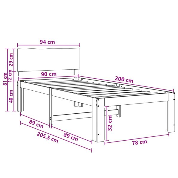 vidaXL Jednolôžkový rám postele s čelom ROSTOCK Tmavohnedá 90 x 200 cm – Obrázok 10