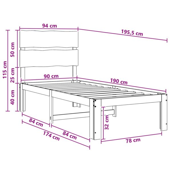 vidaXL Jednolôžkový rám postele s čelom ROSTOCK Tmavohnedá 90 x 190 cm – Obrázok 10