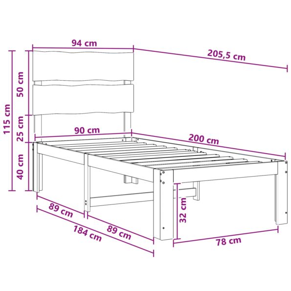 vidaXL Jednolôžkový rám postele s čelom ROSTOCK Biela 90 x 200 cm – Obrázok 10