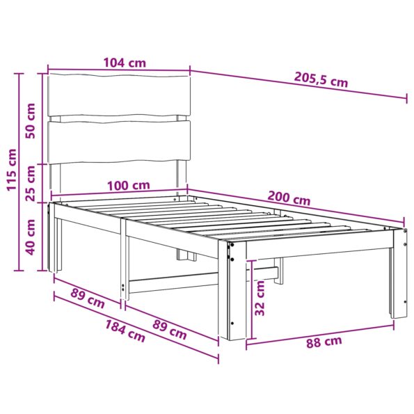 vidaXL Jednolôžkový rám postele s čelom ROSTOCK Biela 100 x 200 cm – Obrázok 10
