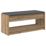 vidaXL Lavica na topánky s vankúšom Dub artisan 103 x 38 x 45 cm – Obrázok 2