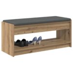 vidaXL Lavica na topánky s vankúšom Dub artisan 103 x 38 x 45 cm – Obrázok 3