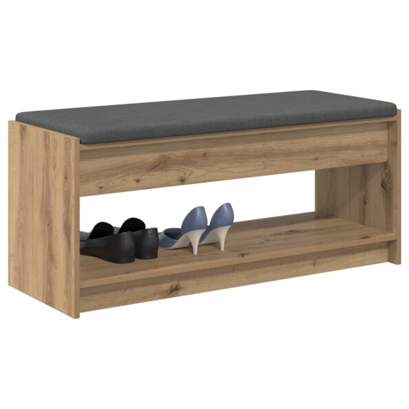 vidaXL Lavica na topánky s vankúšom Dub artisan 103 x 38 x 45 cm – Obrázok 3