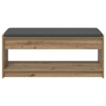 vidaXL Lavica na topánky s vankúšom Dub artisan 103 x 38 x 45 cm – Obrázok 4