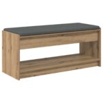 vidaXL Lavica na topánky s vankúšom Dub artisan 103 x 38 x 45 cm – Obrázok 6