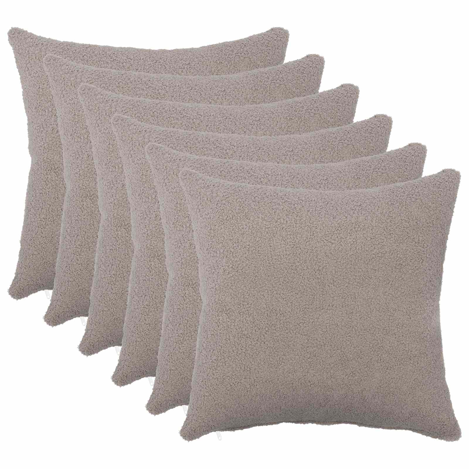 908098_1.jpg vidaXL Poťah na podložku 6 pcs HEERLEN Svetlosivá 35 x 35 cm Bouclé – Obrázok 1