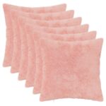 vidaXL Poťah na podložku 6 ks HEERLEN Ružová 35 x 35 cm Umelá králičia – Obrázok 2