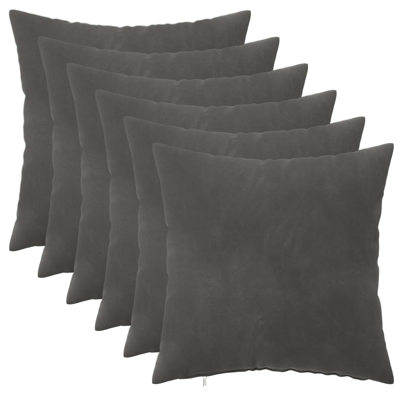 908360_1.jpg vidaXL Poťah na podložku 6 pcs HEERLEN Tmavosivá 40 x 40 cm Zamat – Obrázok 1