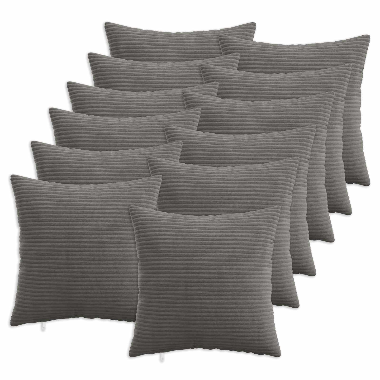908448_1.jpg vidaXL Poťah na podložku 12 pcs HEERLEN Tmavosivá 40 x 40 cm manšestr – Obrázok 1