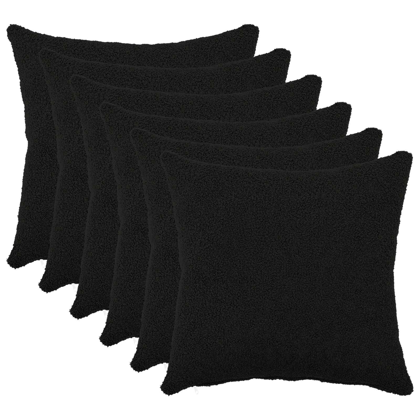 908492_1.jpg vidaXL Poťah na podložku 6 pcs HEERLEN Čierna 40 x 40 cm Bouclé – Obrázok 1