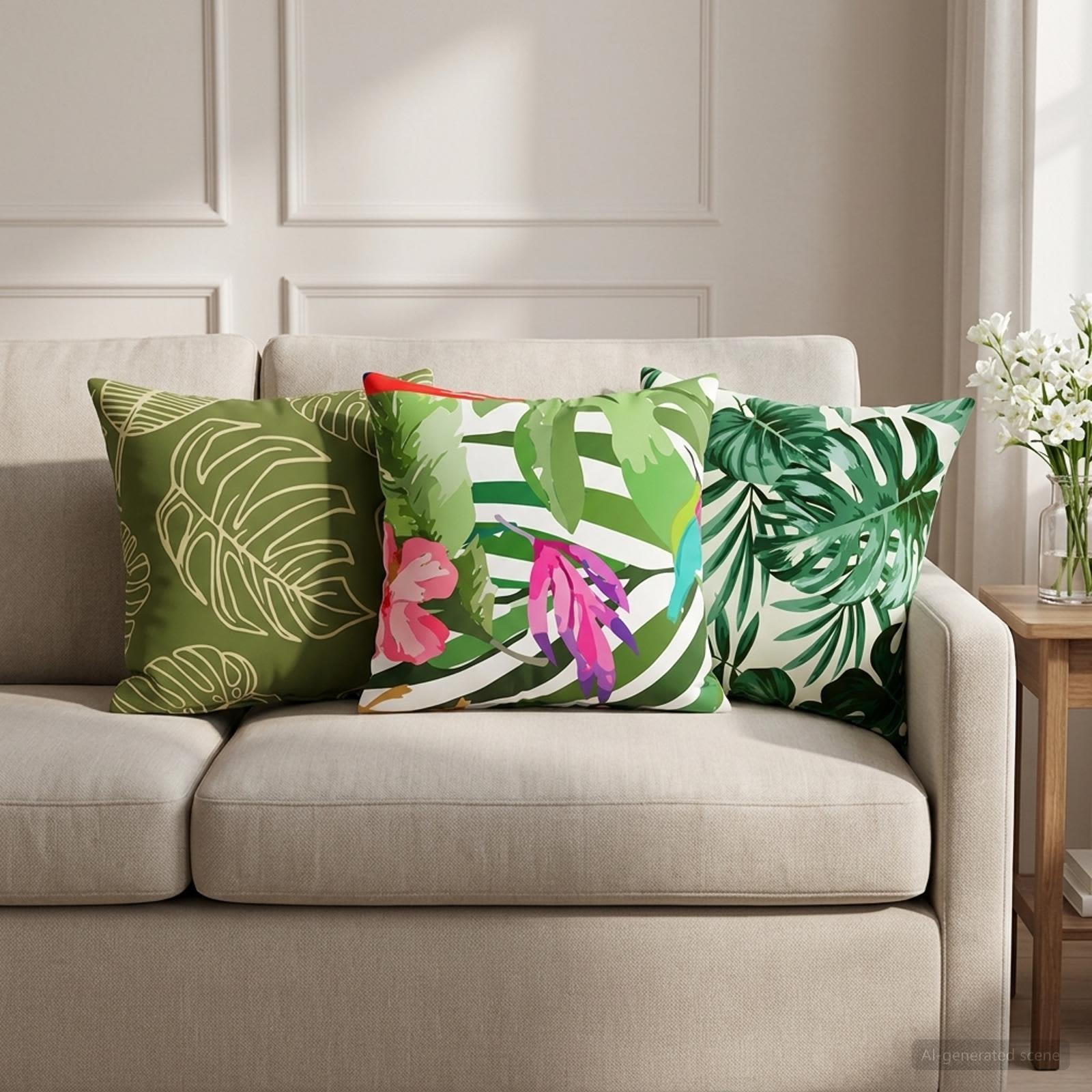 908578_1.jpg vidaXL Poťah na podložku 2 pcs HEERLEN Design s listami 40 x 40 cm – Obrázok 1
