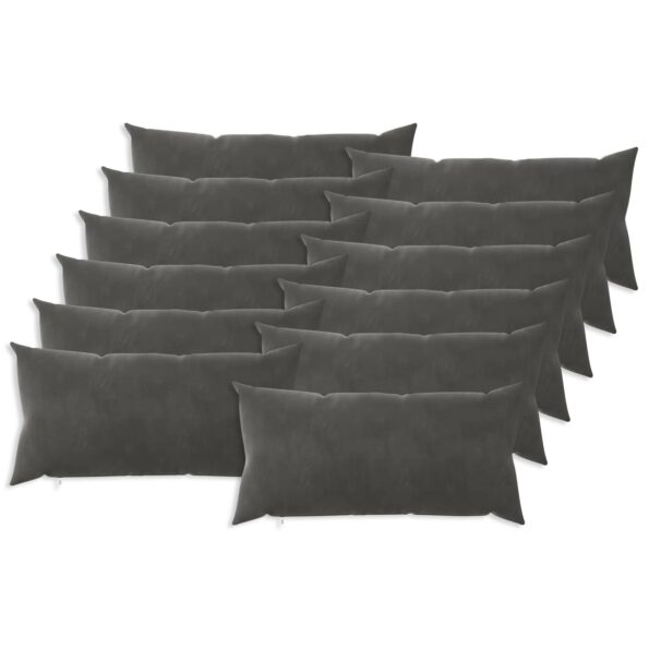 vidaXL Poťah na podložku 12 pcs HEERLEN Tmavosivá 40 x 80 cm Zamat – Obrázok 2