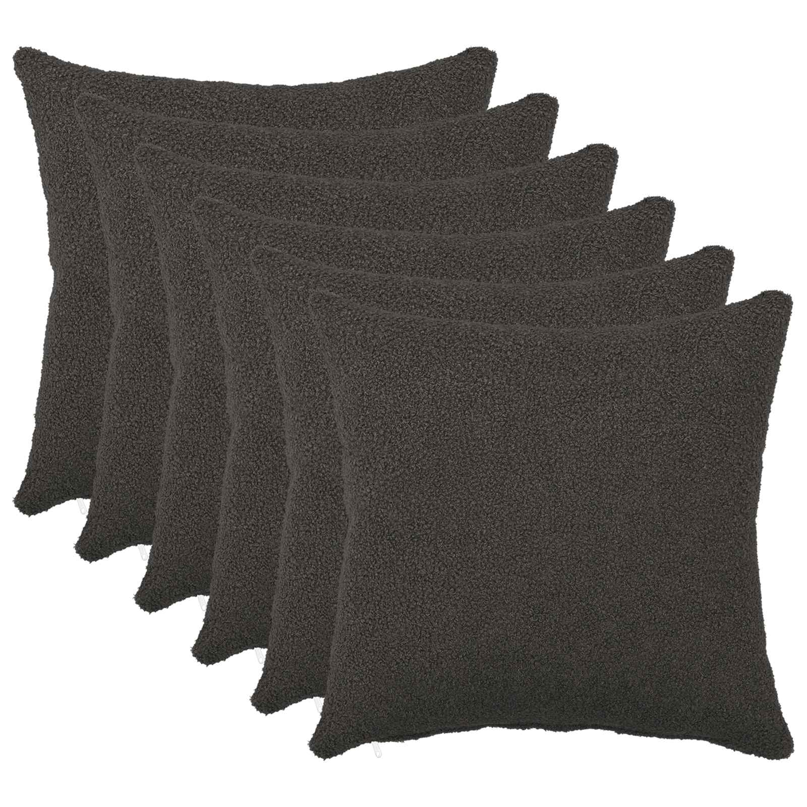 910433_1.jpg vidaXL Poťah na podložku 6 pcs HEERLEN Tmavosivá 45 x 45 cm Bouclé – Obrázok 1