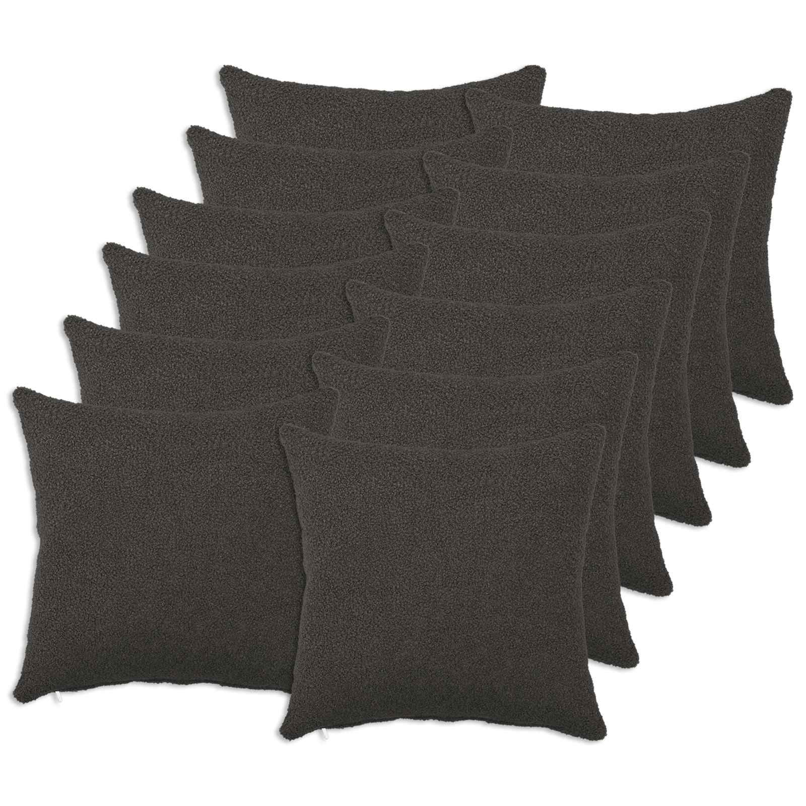 910434_1.jpg vidaXL Poťah na podložku 12 pcs HEERLEN Tmavosivá 45 x 45 cm Bouclé – Obrázok 1