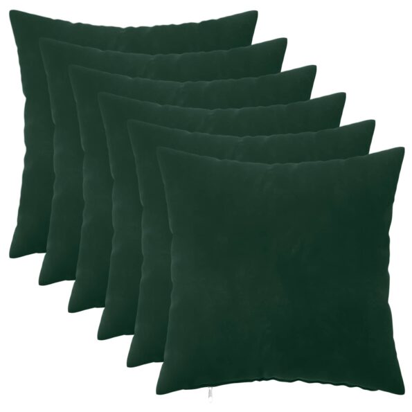 vidaXL Poťah na podložku 6 pcs HEERLEN Tmavozelená 50 x 50 cm Zamat – Obrázok 2