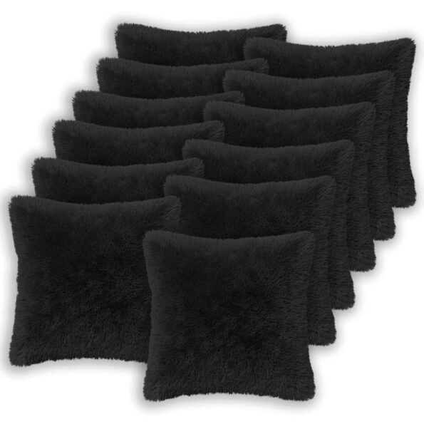 vidaXL Poťah na podložku 12 pcs HEERLEN Čierna 50 x 50 cm PV fleece – Obrázok 2