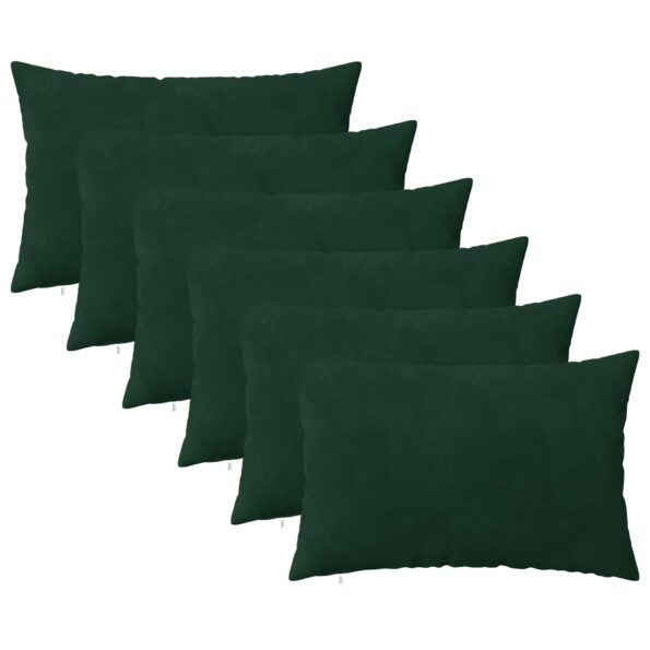 vidaXL Poťah na podložku 6 pcs HEERLEN Tmavozelená 50 x 70 cm Zamat – Obrázok 2