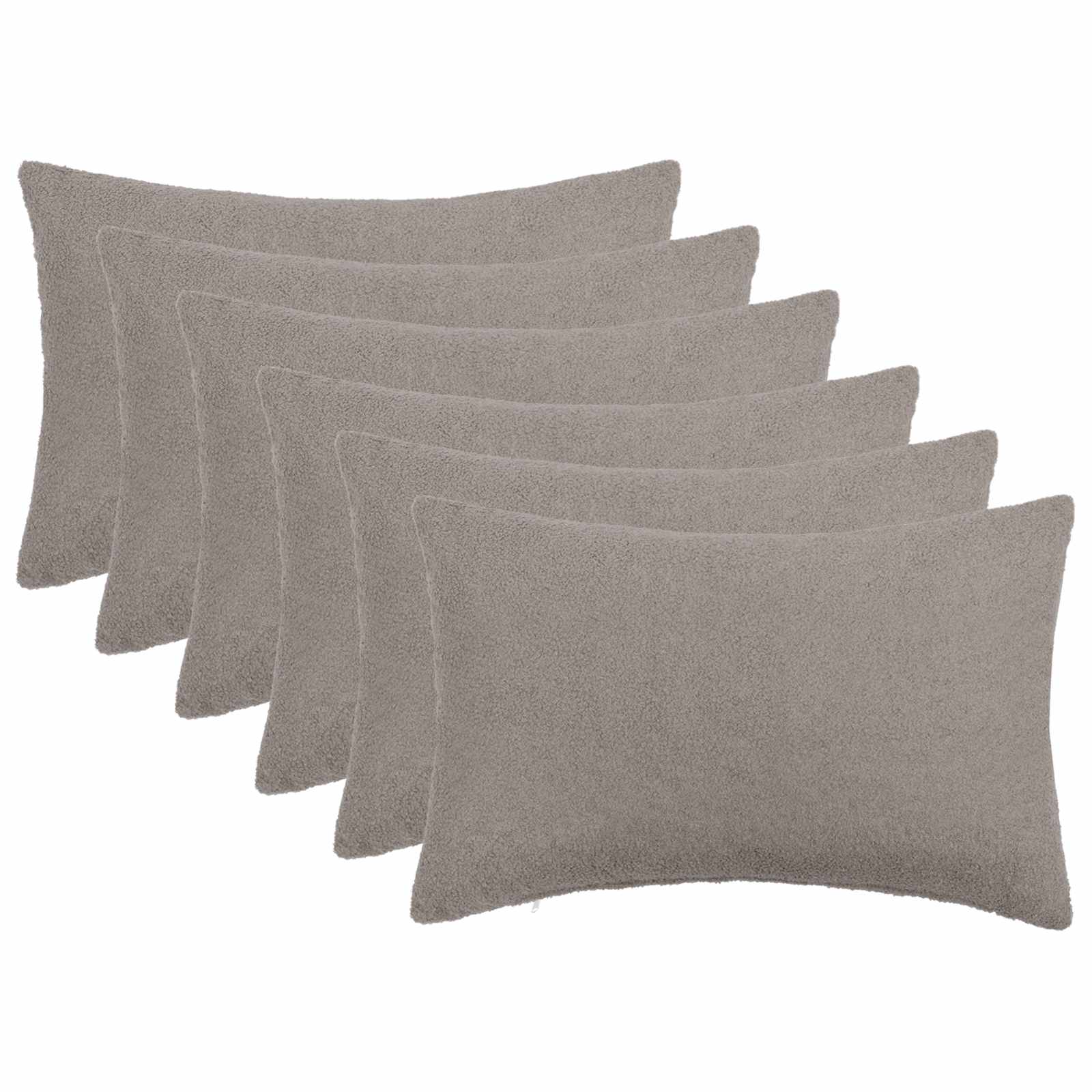 911338_1.jpg vidaXL Poťah na podložku 6 pcs HEERLEN Svetlosivá 50 x 70 cm Bouclé – Obrázok 1