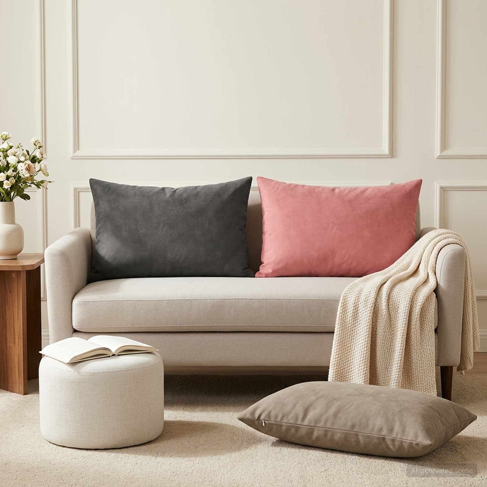 911582_1.jpg vidaXL Poťah na podložku 6 pcs HEERLEN Tmavosivá 50 x 75 cm Zamat – Obrázok 1