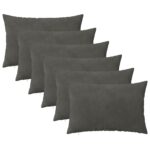 vidaXL Poťah na podložku 6 pcs HEERLEN Tmavosivá 50 x 75 cm Zamat – Obrázok 2