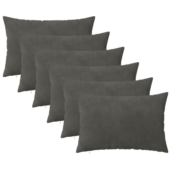 vidaXL Poťah na podložku 6 pcs HEERLEN Tmavosivá 50 x 75 cm Zamat – Obrázok 2