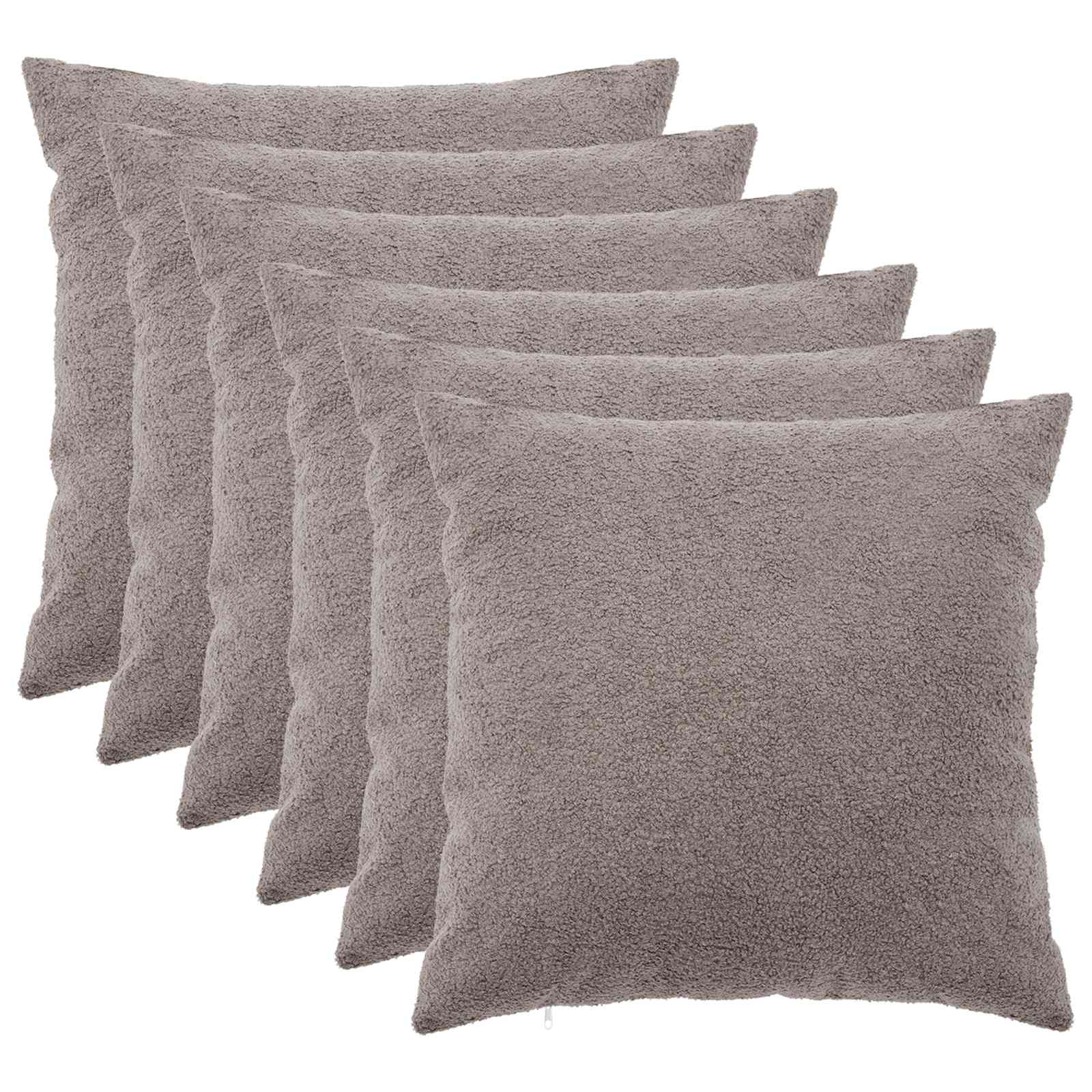 912310_1.jpg vidaXL Poťah na podložku 6 pcs HEERLEN Svetlosivá 55 x 55 cm Bouclé – Obrázok 1