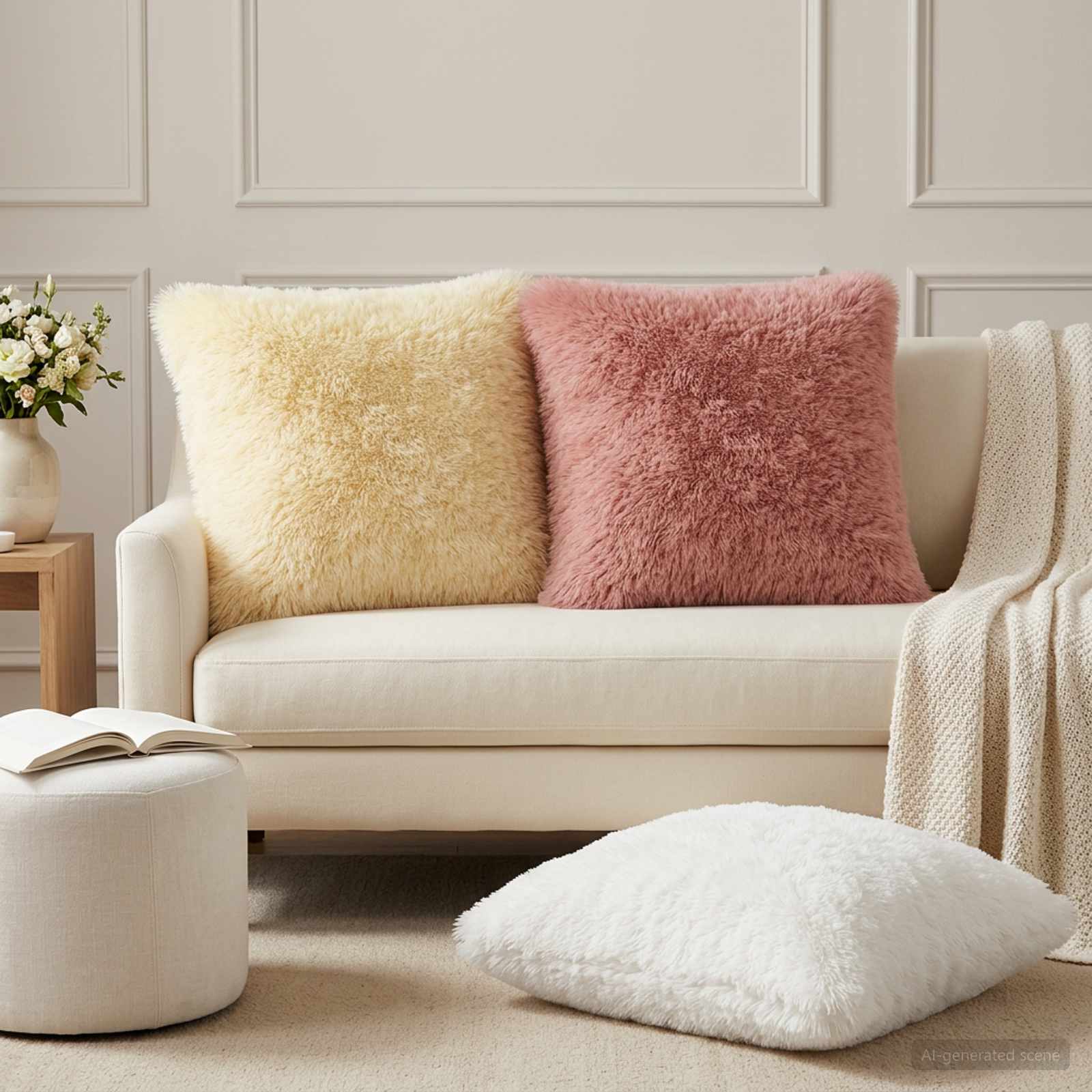 912428_1.jpg vidaXL Poťah na podložku 6 pcs HEERLEN Krémová 55 x 55 cm PV fleece – Obrázok 1