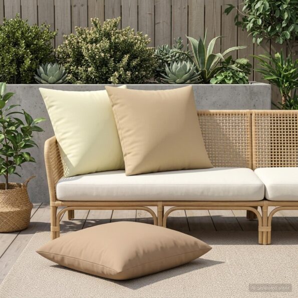 vidaXL Poťah na podložku 2 pcs HEERLEN Béžová 65 x 65 cm Polyester – Obrázok 3